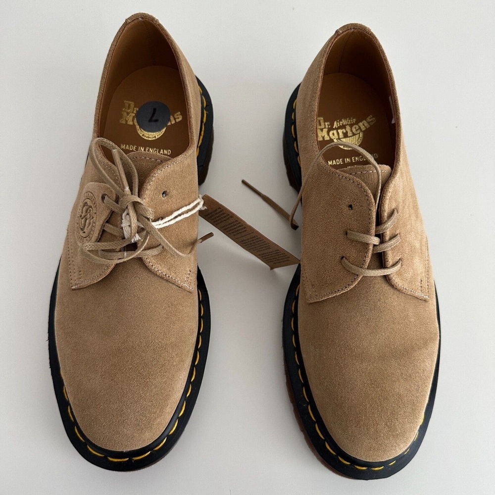 NEW Dr Martens Oxford Mens UK Doc Suede Leather Beige 1461 C.F. Steads England - Picture 5 of 13